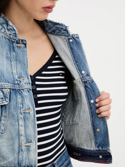 Tommy Jeans kurtka jeansowa kolor niebieski przejściowa oversize DW0DW21195