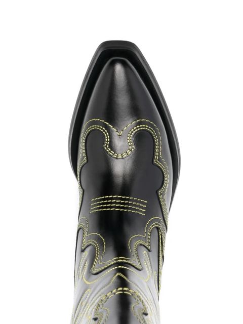 GANNI 45mm western leather boots - Black