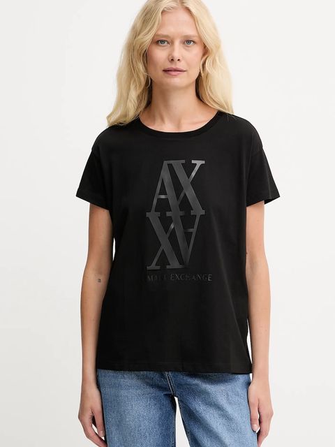 Armani Exchange t-shirt bawełniany damski kolor czarny XW001373 AF10356 - zdjęcie produktu nr 1