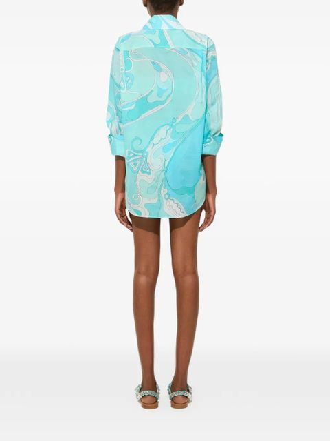 PUCCI Orchidee-print cotton shirt - Blue