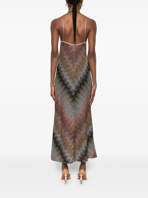 Missoni V-neck chevron maxi dress - Brown