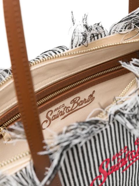 MC2 Saint Barth medium City fringed striped tote bag - White