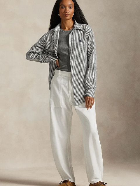 Polo Ralph Lauren koszula lniana damska kolor szary regular z kołnierzykiem klasycznym 211A96158