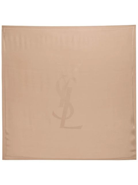 Saint Laurent Grand logo-jacquard silk scarf - Neutrals - zdjęcie produktu nr 2