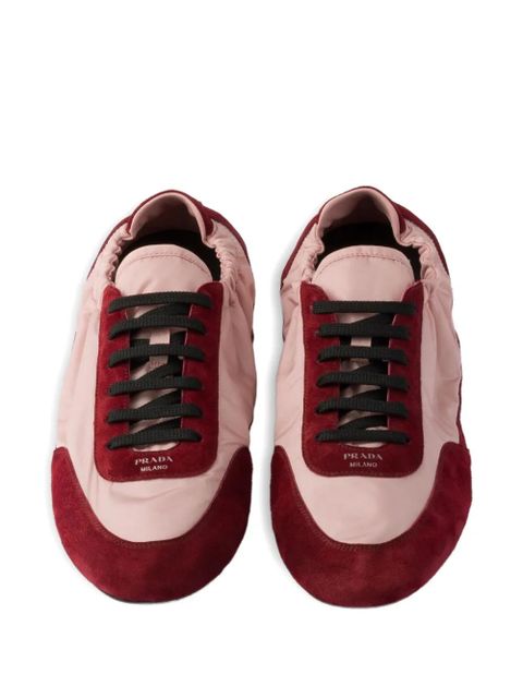Prada suede-panel lace-up sneakers - Red