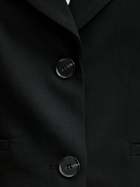 Answear.LAB marynarka kolor czarny jednorzędowa gładka