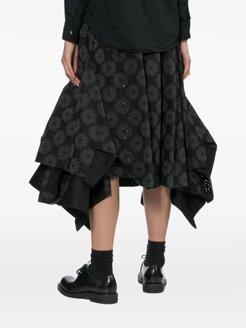 Comme Des Garçons floral asymmetric midi skirt - Black