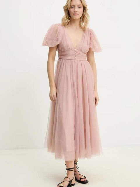 Answear.LAB sukienka kolor beżowy maxi rozkloszowana - zdjęcie produktu nr 2