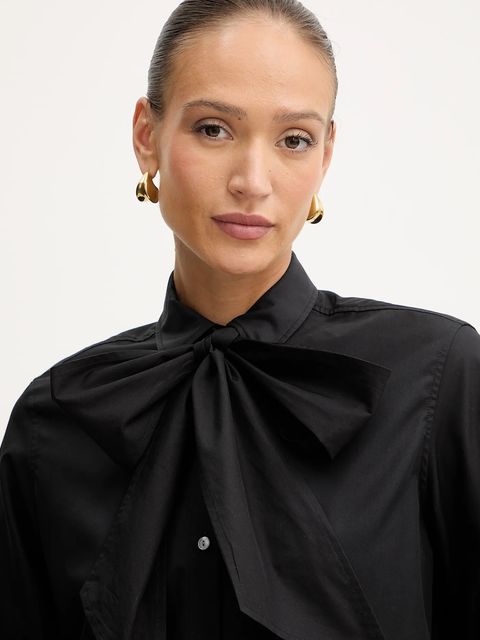 Karl Lagerfeld koszula bawełniana damska kolor czarny regular A4W11009