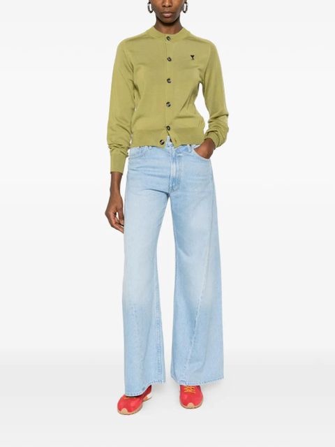 AMI Paris De Coeur button appliqué cardigan - Green - zdjęcie produktu nr 2