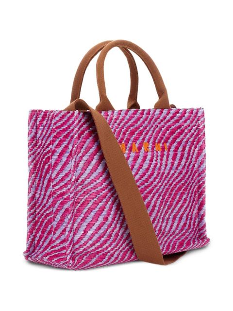 Marni small top-handles wave-print tote bag - Pink