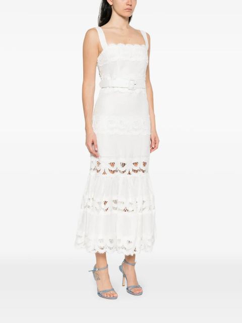 Self-Portrait lace-trimmed dress - White