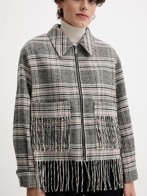 Pepe Jeans kurtka z dodatkiem wełny kolor szary przejściowa PL4024341