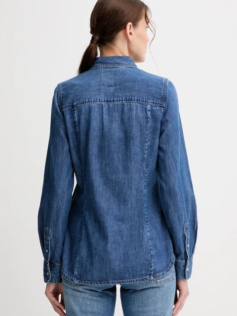 G-Star koszula jeansowa damska kolor niebieski regular z kołnierzykiem klasycznym D27714.D252