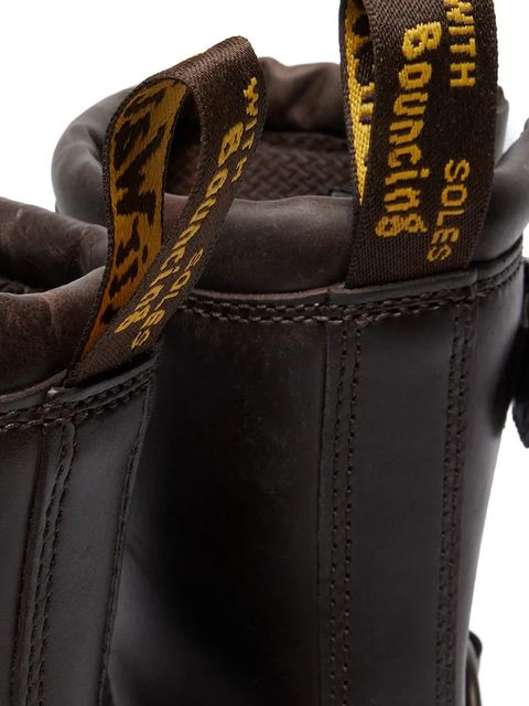 Dr. Martens botki skórzane Anistone Harness damskie kolor brązowy na płaskim obcasie DM41870200