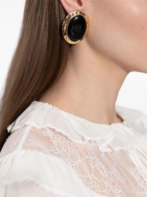 Self-Portrait stone-inlay earrings - Gold