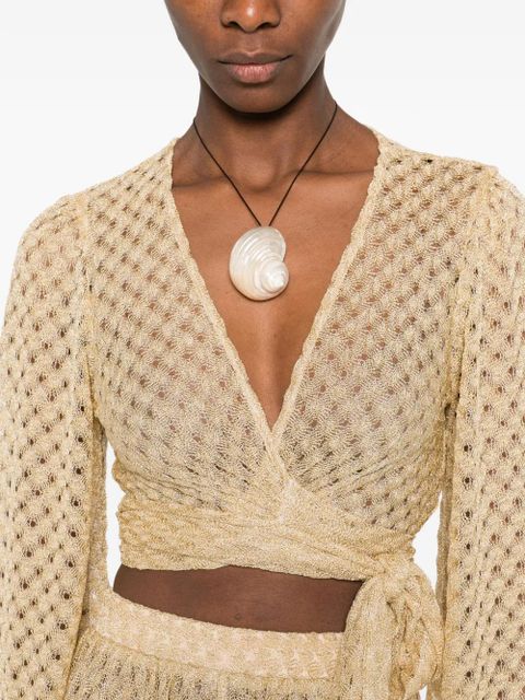 Missoni tie-front crop top - Yellow