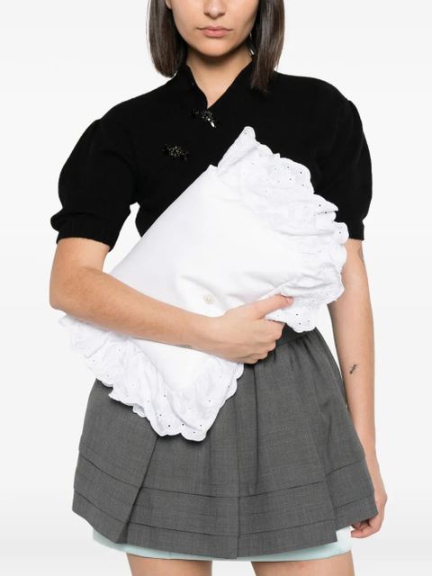 Simone Rocha broderie-anglaise ruffled clutch bag - White - zdjęcie produktu nr 2