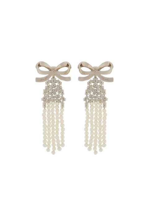 Self-Portrait bow faux-pearl earrings - Silver - zdjęcie produktu nr 2
