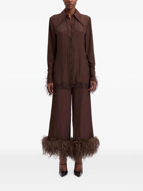 16Arlington Joelle feather-trim trousers - Brown - zdjęcie produktu nr 2