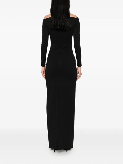 Solace London Lolita square-neck long-sleeves maxi dress - Black