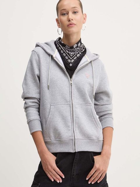 Guess Jeans bluza damska kolor szary z kapturem gładka W4YQ03 KC811 - zdjęcie produktu nr 1