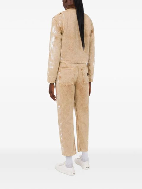 Moschino paint-splatter corduroy-collar jacket - Neutrals