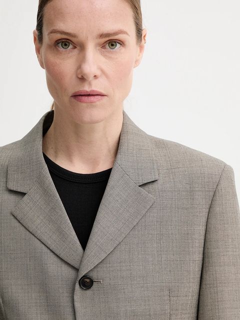 Filippa K marynarka z domieszką wełny kolor brązowy jednorzędowa gładka 31420.FK