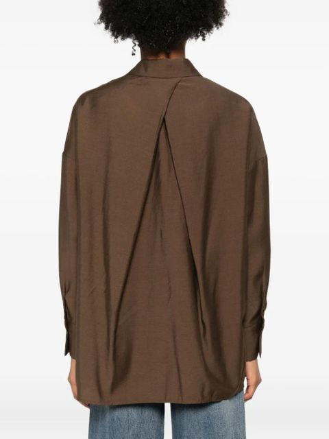 Eleh twisted-front cotton shirt - Brown