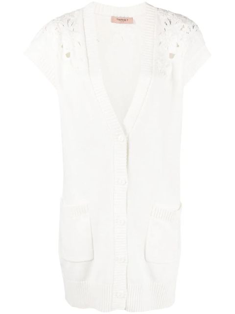 TWINSET crochet-trim cap-sleeve cardigan - White - zdjęcie produktu nr 1