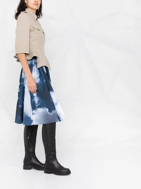 Alexander McQueen cloud photographic-print pleated skirt - Blue