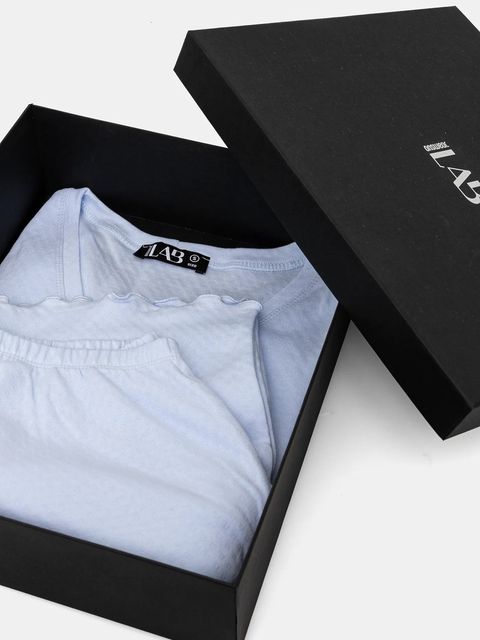 Answear Lab piżama bawełniana kolor niebieski bawełniana