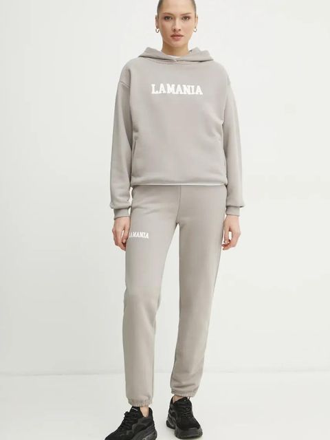 La Mania bluza damska kolor beżowy z kapturem z nadrukiem YOUNG - zdjęcie produktu nr 2