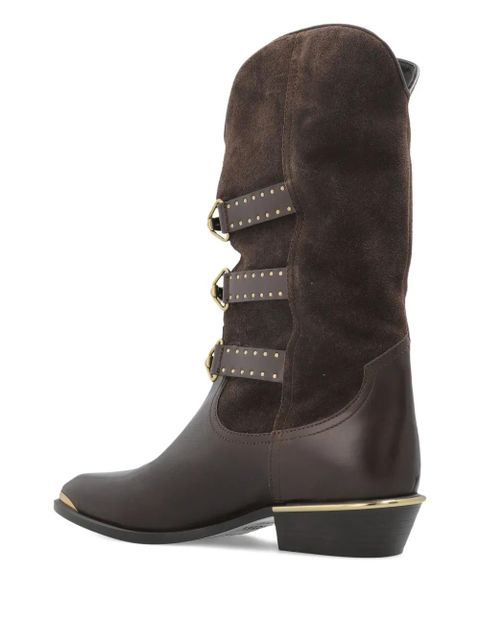 ISABEL MARANT 30mm buckle-detail suede leather boots - Brown