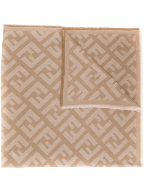 FENDI patterned FF logo shawl - Neutrals - zdjęcie produktu nr 1