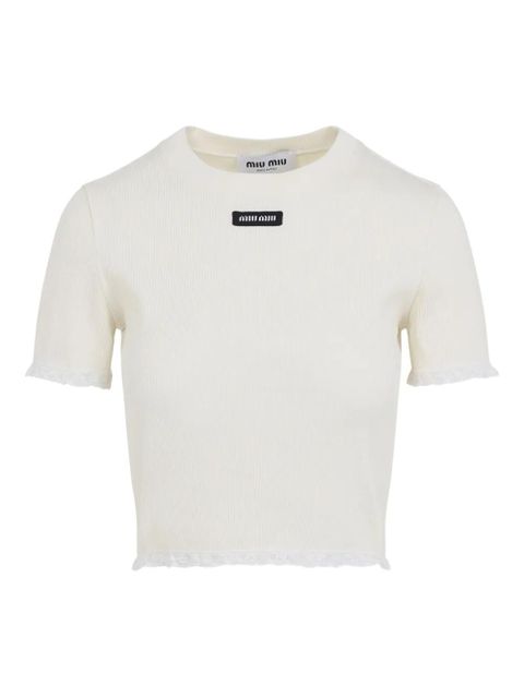 Miu Miu lace-trimmed top - White - zdjęcie produktu nr 2
