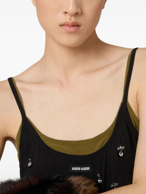 Miu Miu embroidered stretch midi dress - Black