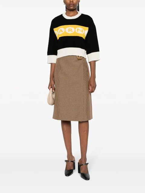 Marni logo-intarsia cropped jumper - Black