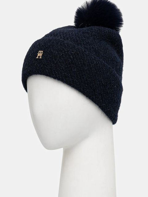 Tommy Hilfiger czapka z dodatkiem wełny kolor granatowy AW0AW18178 - zdjęcie produktu nr 2