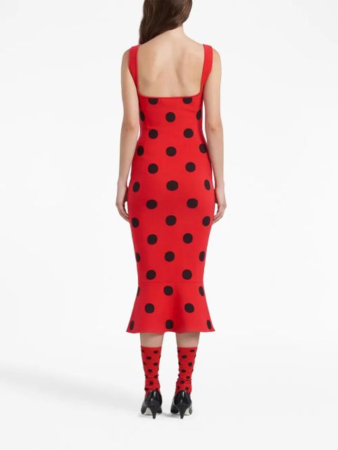 Marni polka dot-print midi dress - Red