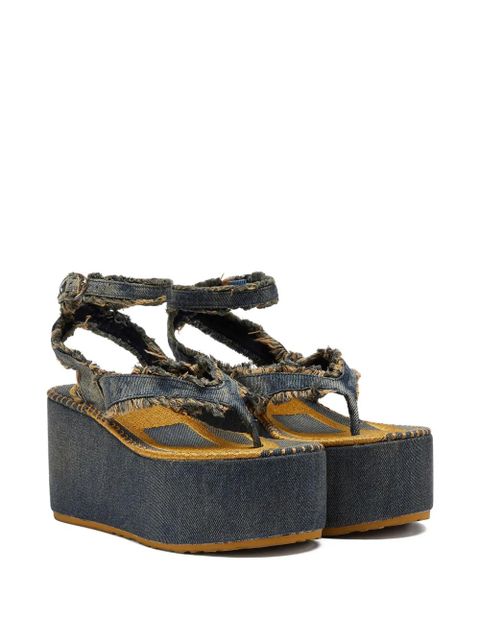Diesel frayed-edge platform sandals - Blue - zdjęcie produktu nr 2