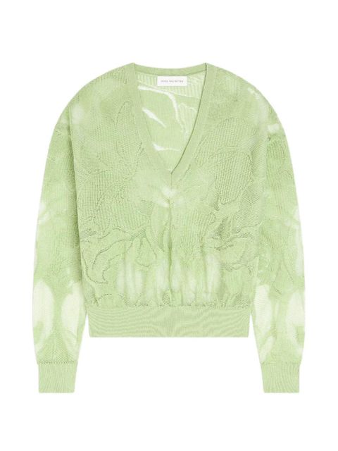 DRIES VAN NOTEN lace V-neck sweater - Green - zdjęcie produktu nr 1