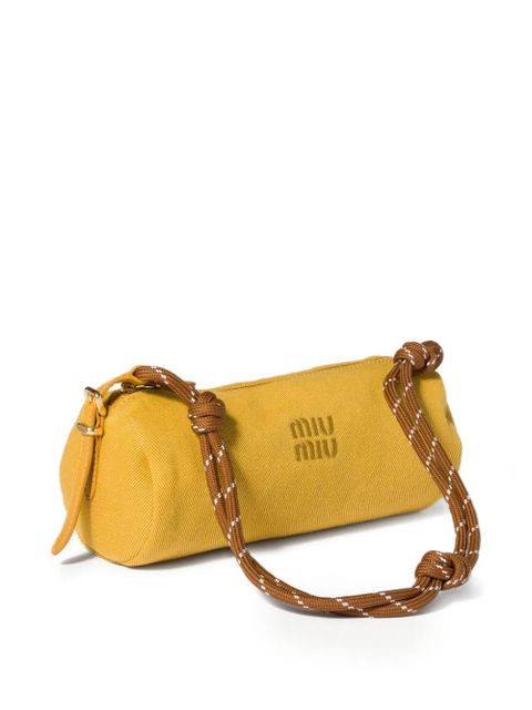 Miu Miu logo-embroidered gabardine bag - Yellow