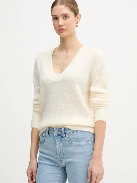 United Colors of Benetton sweter z dodatkiem moheru damski kolor beżowy 1VAAD10EX - zdjęcie produktu nr 1