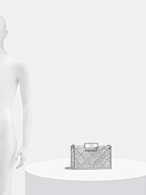 Tory Burch torebka skórzana Fleming kolor srebrny 175190-040