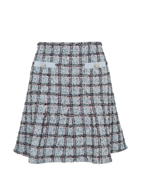 Self-Portrait check knit mini skirt - Blue - zdjęcie produktu nr 1