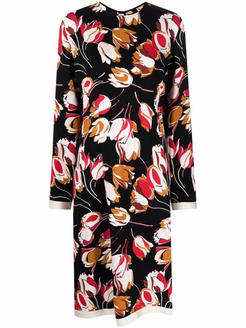 Marni abstract-print long-sleeve dress - Black - zdjęcie produktu nr 1