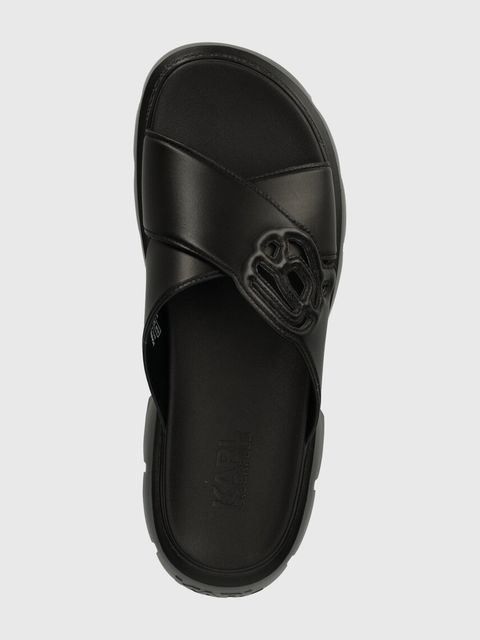 Karl Lagerfeld klapki skórzane SUN TREKKA NFT damskie kolor czarny na platformie KL83504