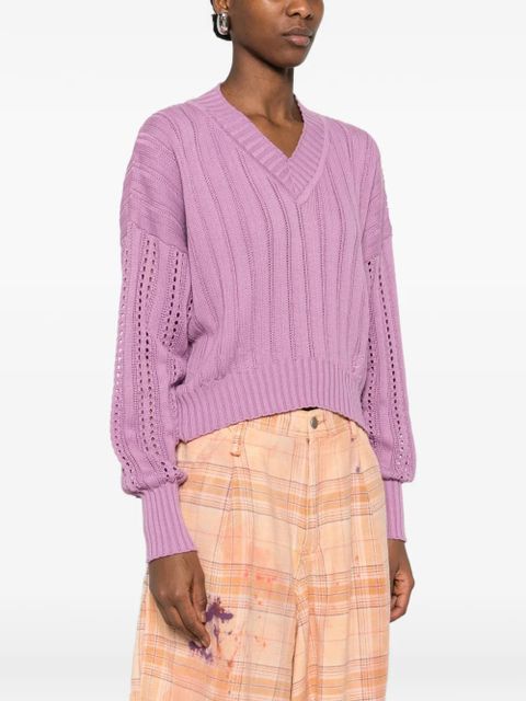 Blumarine V-neck openwork sweater - Purple