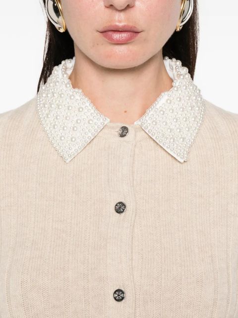 Maje beaded-collar cardigan - Neutrals